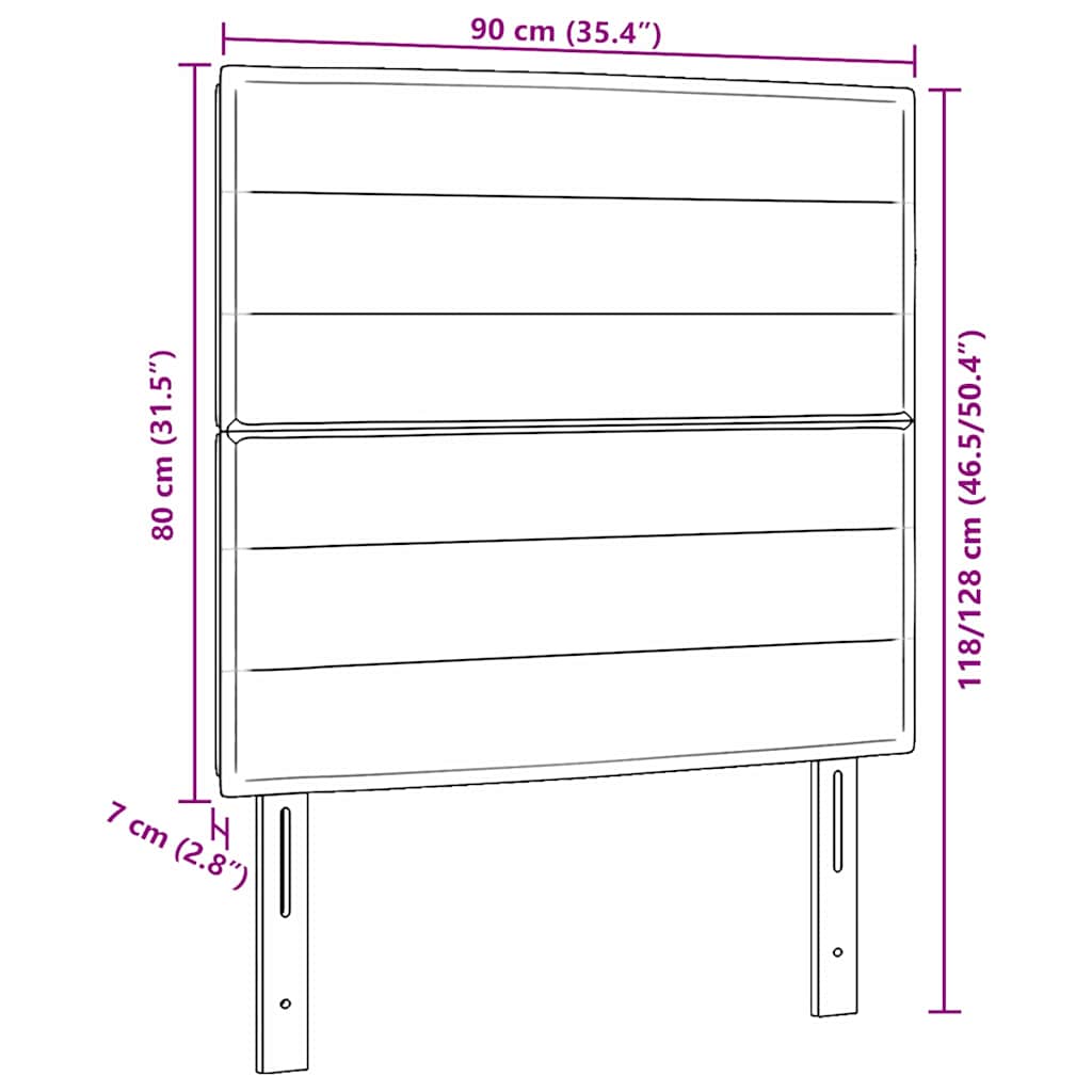 LED Hoofdbord met LED-stripverlichting Donkergrijs 90 cm Stof