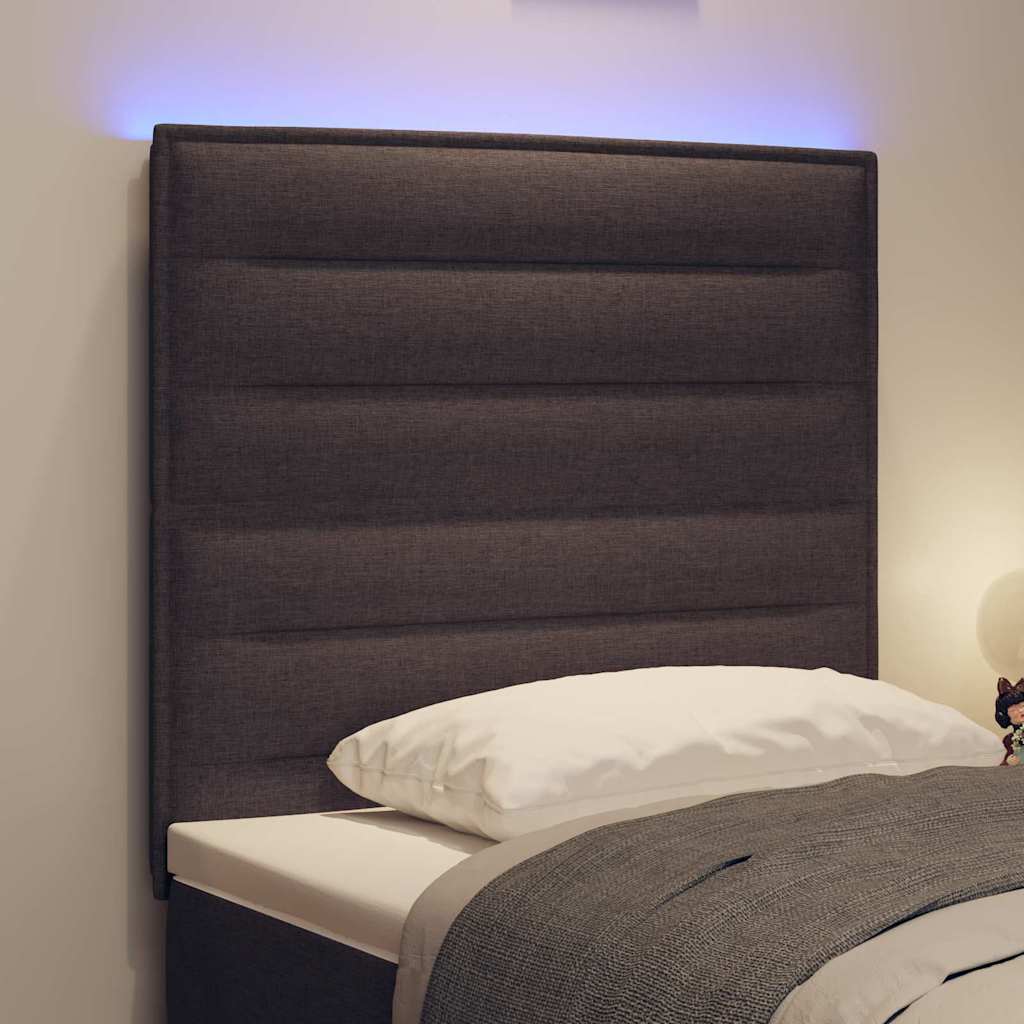 LED Hoofdbord met LED-striplichten Donkerbruin 100 cm Polyester