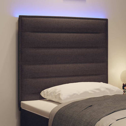 LED Hoofdbord met LED-striplichten Donkerbruin 100 cm Polyester