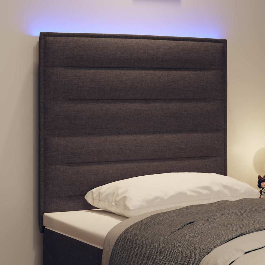 LED Hoofdbord met LED-striplichten Donkerbruin 100 cm Polyester