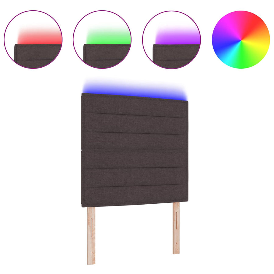 LED Hoofdbord met LED-striplichten Donkerbruin 100 cm Polyester
