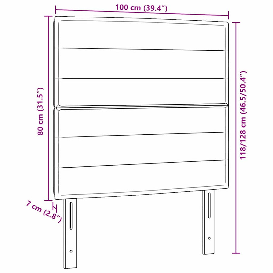 LED Hoofdbord met LED-striplichten Donkerbruin 100 cm Polyester