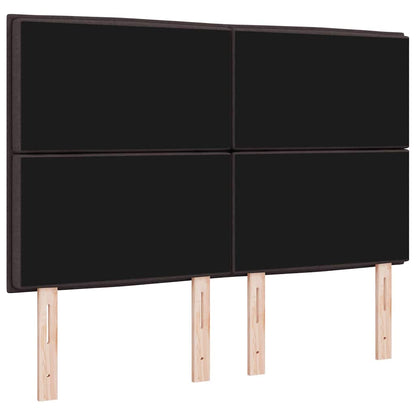 LED Hoofdbord met LED-stripverlichting Donkerbruin 144 cm Stof