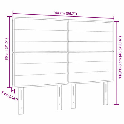 LED Hoofdbord met LED-stripverlichting Donkerbruin 144 cm Stof