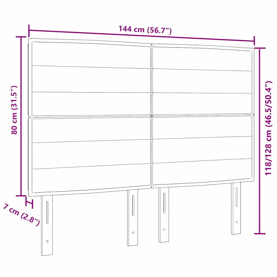 LED Hoofdbord met LED-stripverlichting Donkerbruin 144 cm Stof