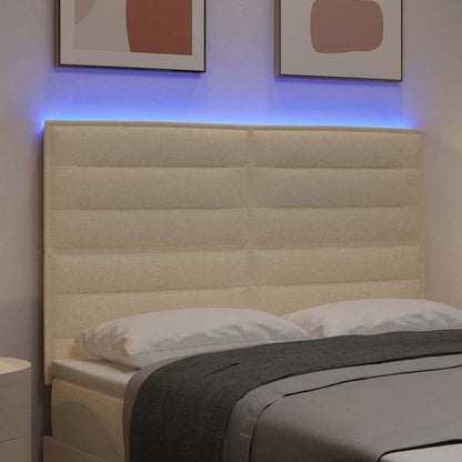 LED Hoofdbord met LED-stripverlichting Crème 160 cm Stof