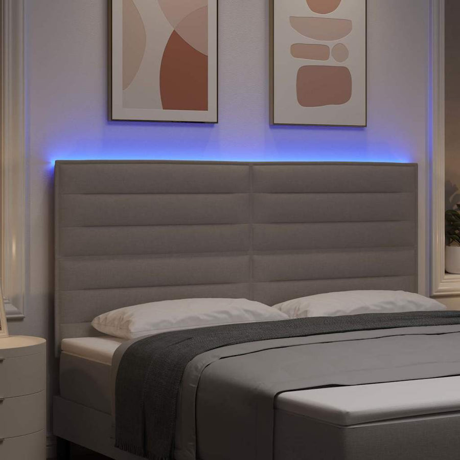 LED Hoofdbord met LED-stripverlichting Taupe 180 cm Stof
