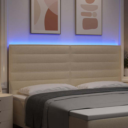 LED Hoofdbord met LED-stripverlichting Crème 200 cm Stof