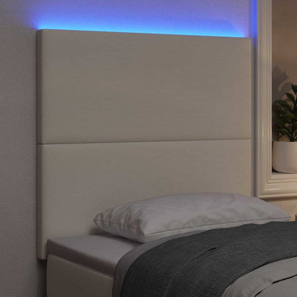 LED Hoofdbord met LED-stripverlichting Crème 80 cm Katoen Stof
