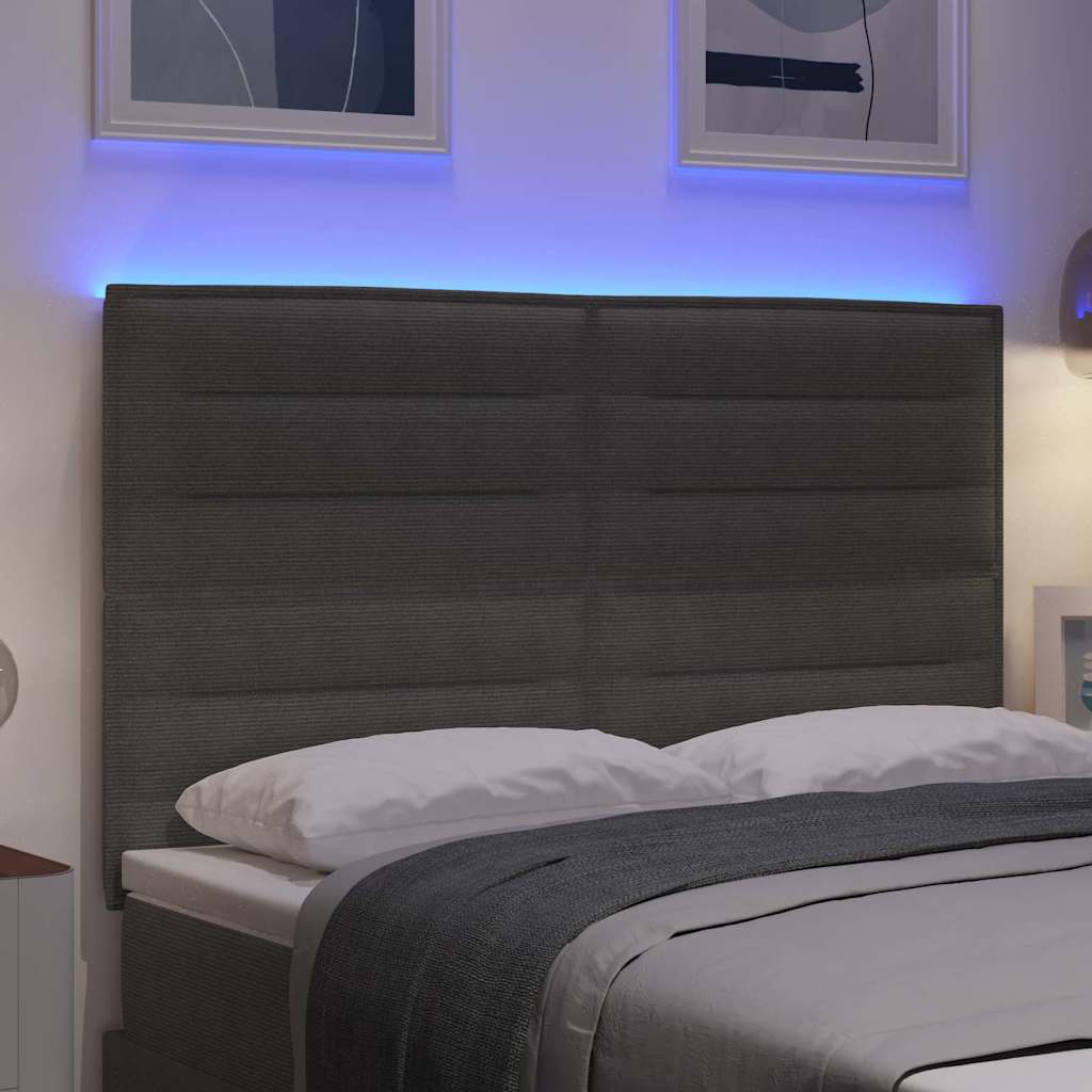 LED Hoofdbord met hoofdeinde Lichtgrijs 160 cm Katoen Stof