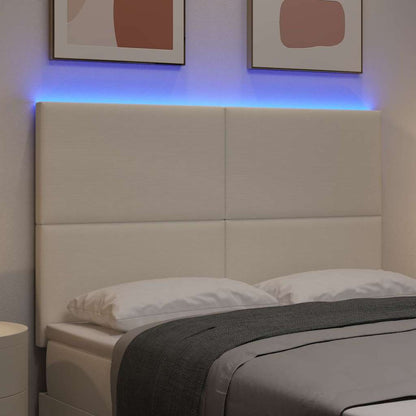 LED Hoofdbord met LED-stripverlichting Crème 160 cm Katoen Stof