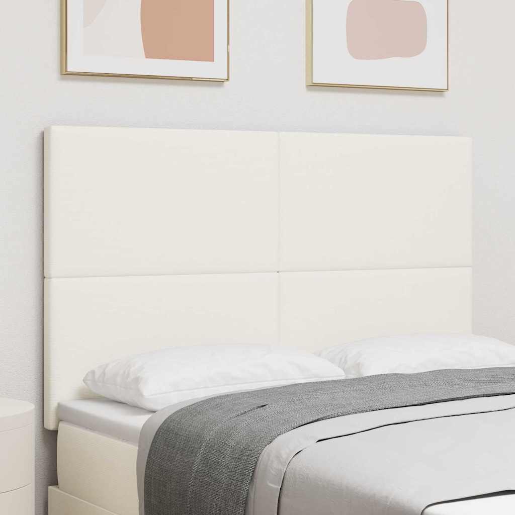 LED Hoofdbord met LED-stripverlichting Crème 160 cm Katoen Stof