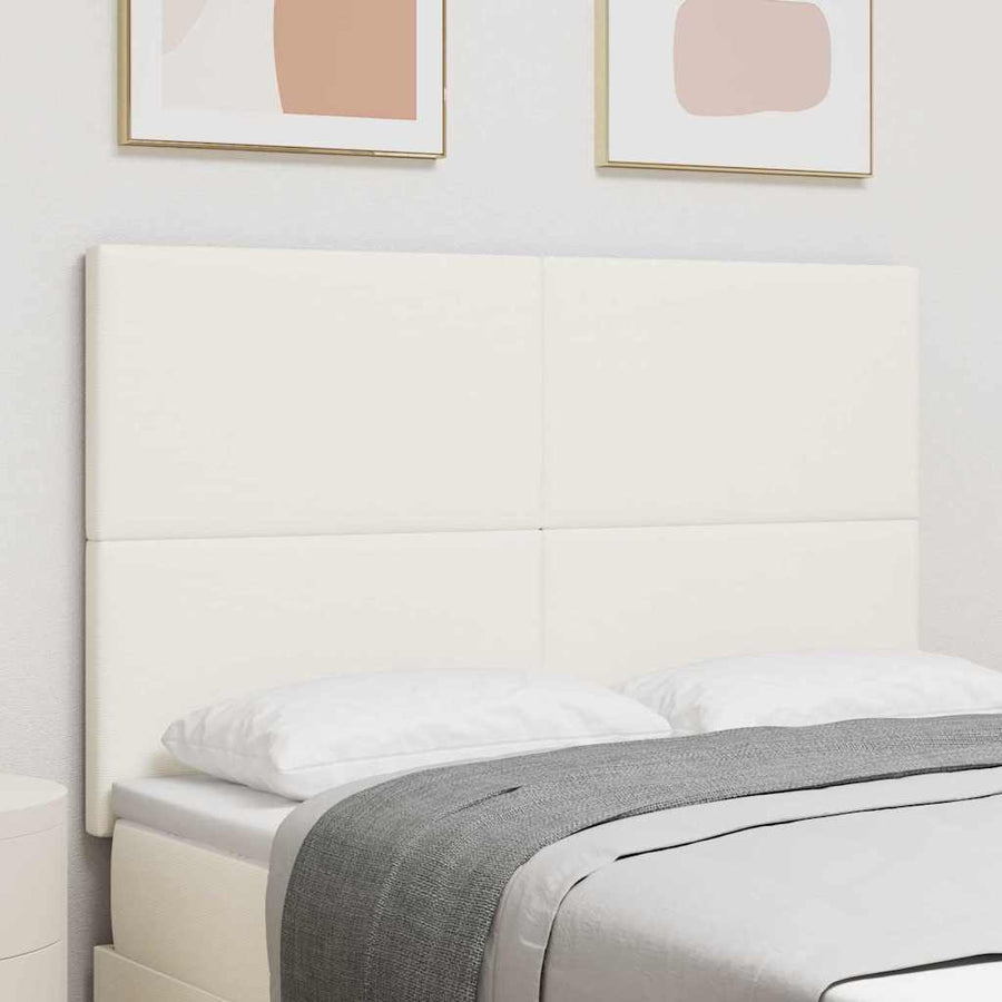 LED Hoofdbord met LED-stripverlichting Crème 160 cm Katoen Stof