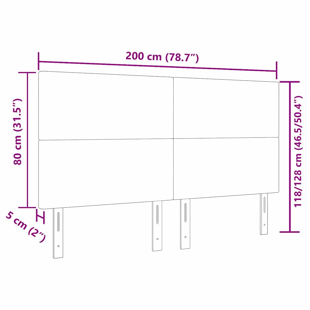 LED Hoofdbord met LED -striplichten Crème 200 cm Stof