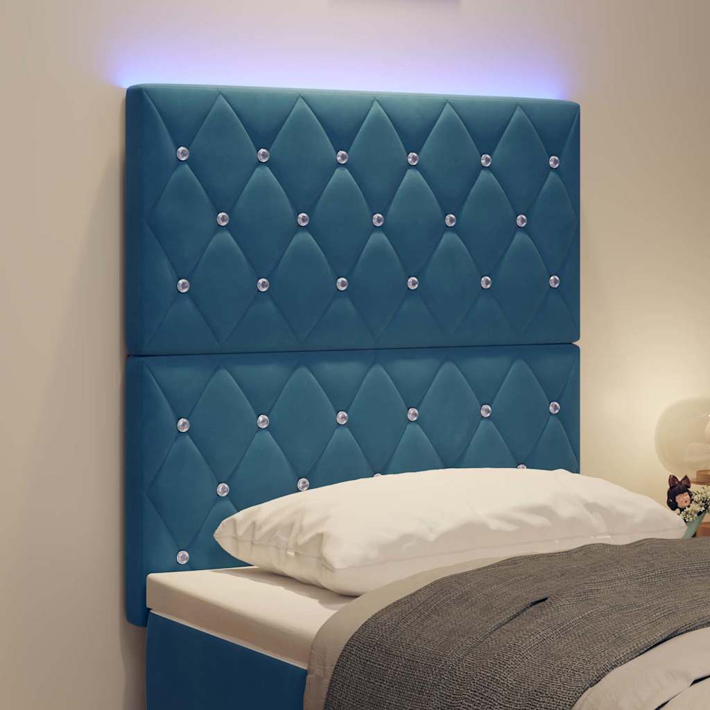 LED Hoofdbord met hoofdeinde Donkerblauw 80 cm Fluweel