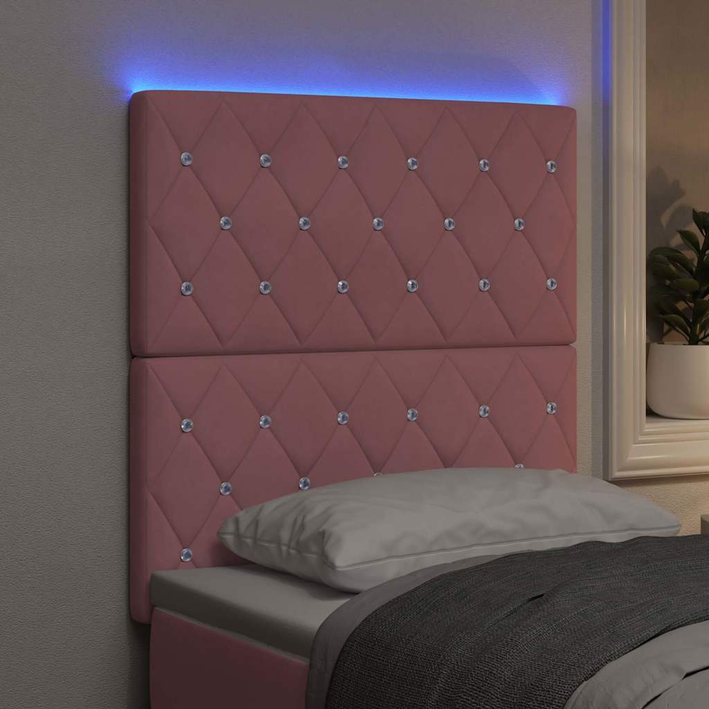 LED Hoofdbord met LED-stripverlichting Roze 80 cm Fluweel