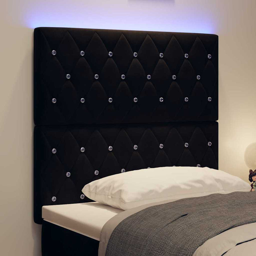 LED Hoofdbord met LED-stripverlichting Zwart 90 cm Fluweel