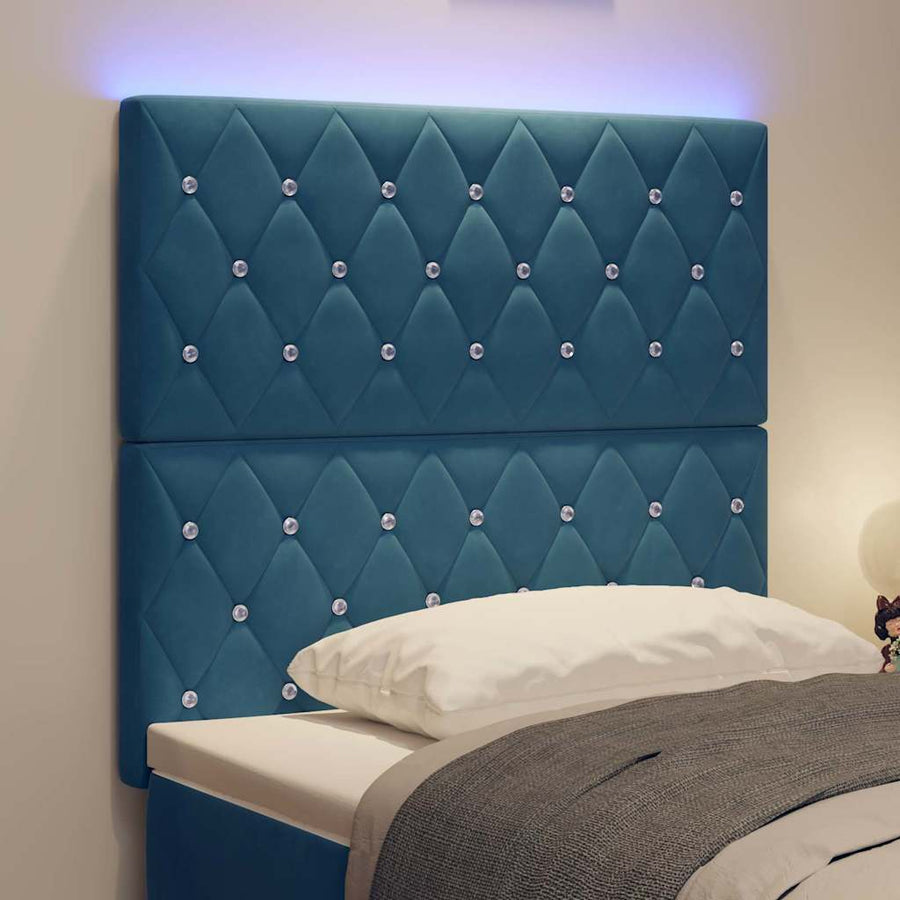 LED Hoofdbord met hoofdeinde Donkerblauw 100 cm Fluweel
