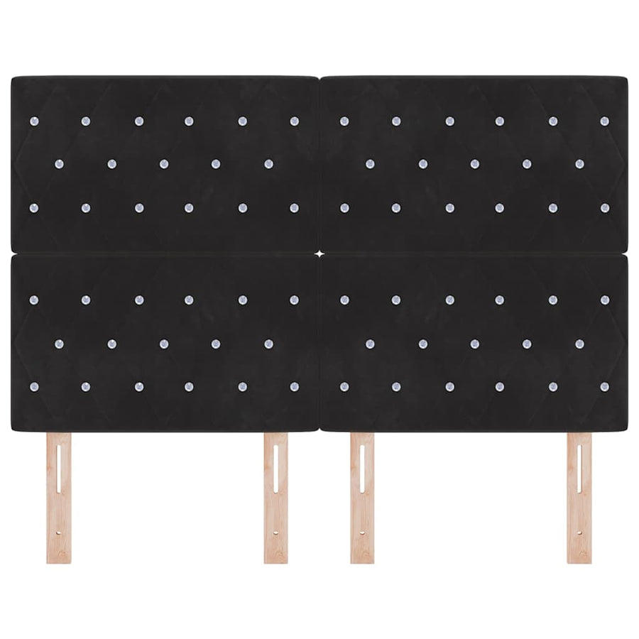 LED Hoofdbord met LED-stripverlichting Zwart 144 cm Fluweel