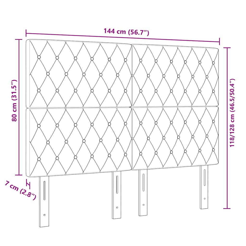 LED Hoofdbord met LED-stripverlichting Zwart 144 cm Fluweel
