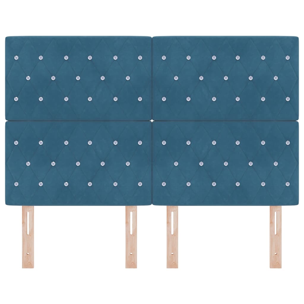 LED Hoofdbord met hoofdeinde Donkerblauw 160 cm Fluweel