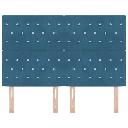 LED Hoofdbord met hoofdeinde Donkerblauw 160 cm Fluweel