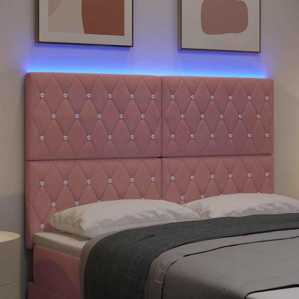 LED Hoofdbord met LED-stripverlichting Roze 160 cm Fluweel