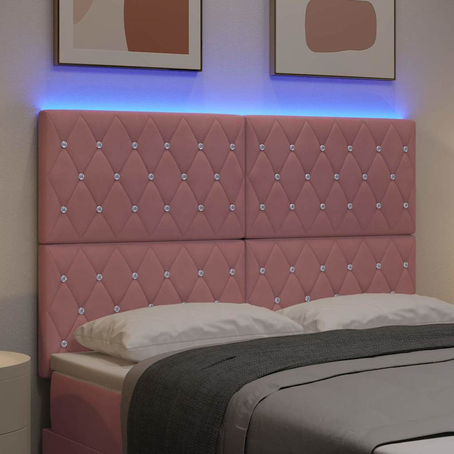 LED Hoofdbord met LED-stripverlichting Roze 160 cm Fluweel