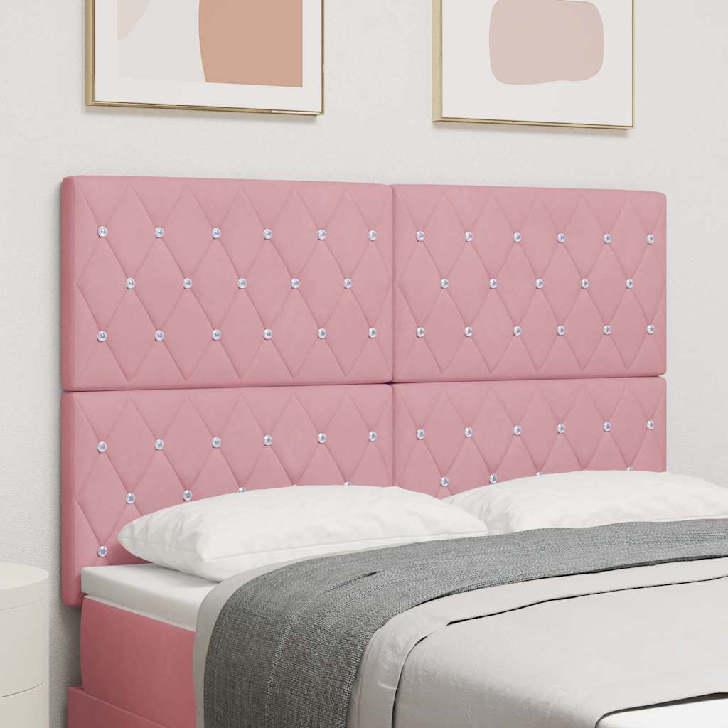 LED Hoofdbord met LED-stripverlichting Roze 160 cm Fluweel