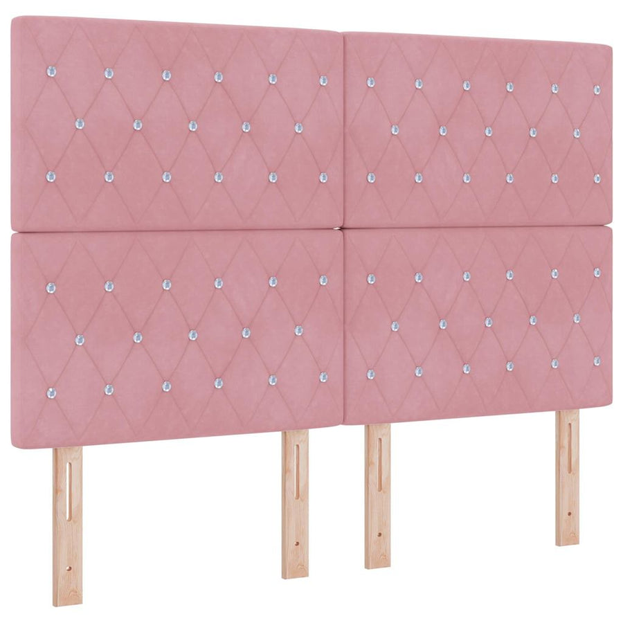 LED Hoofdbord met LED-stripverlichting Roze 160 cm Fluweel