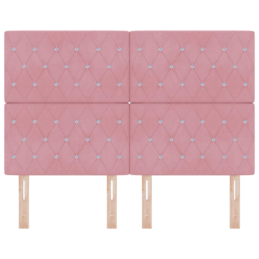 LED Hoofdbord met LED-stripverlichting Roze 160 cm Fluweel