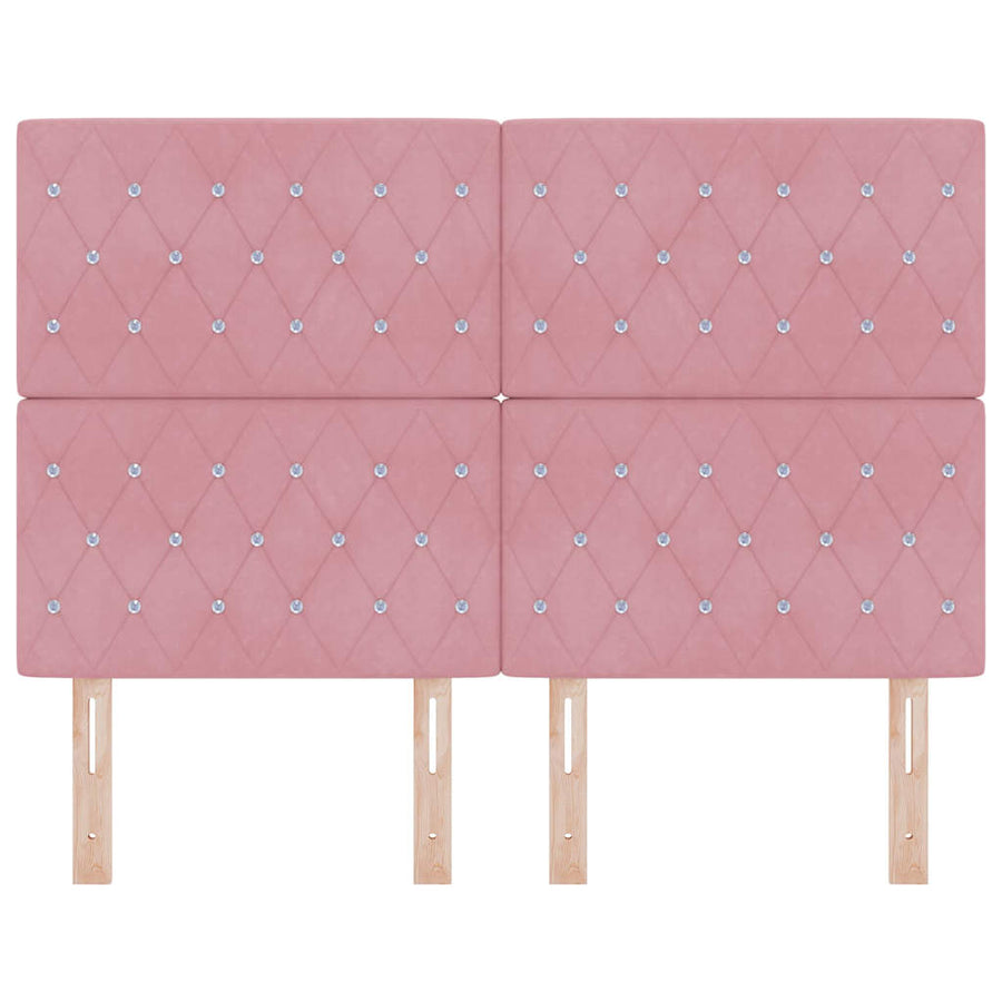 LED Hoofdbord met LED-stripverlichting Roze 160 cm Fluweel