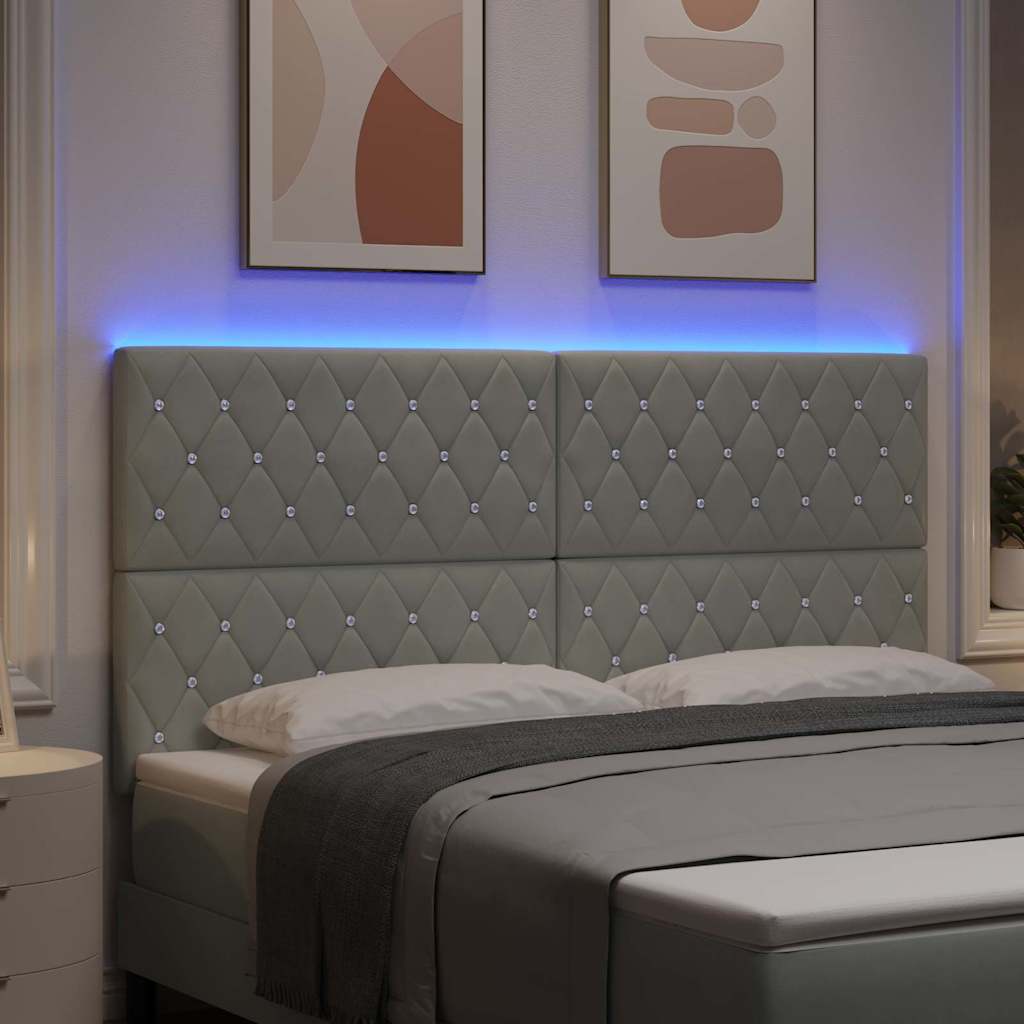 LED Hoofdbord met hoofdeinde Lichtgrijs 180 cm Fluweel