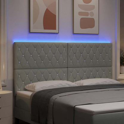 LED Hoofdbord met hoofdeinde Lichtgrijs 180 cm Fluweel