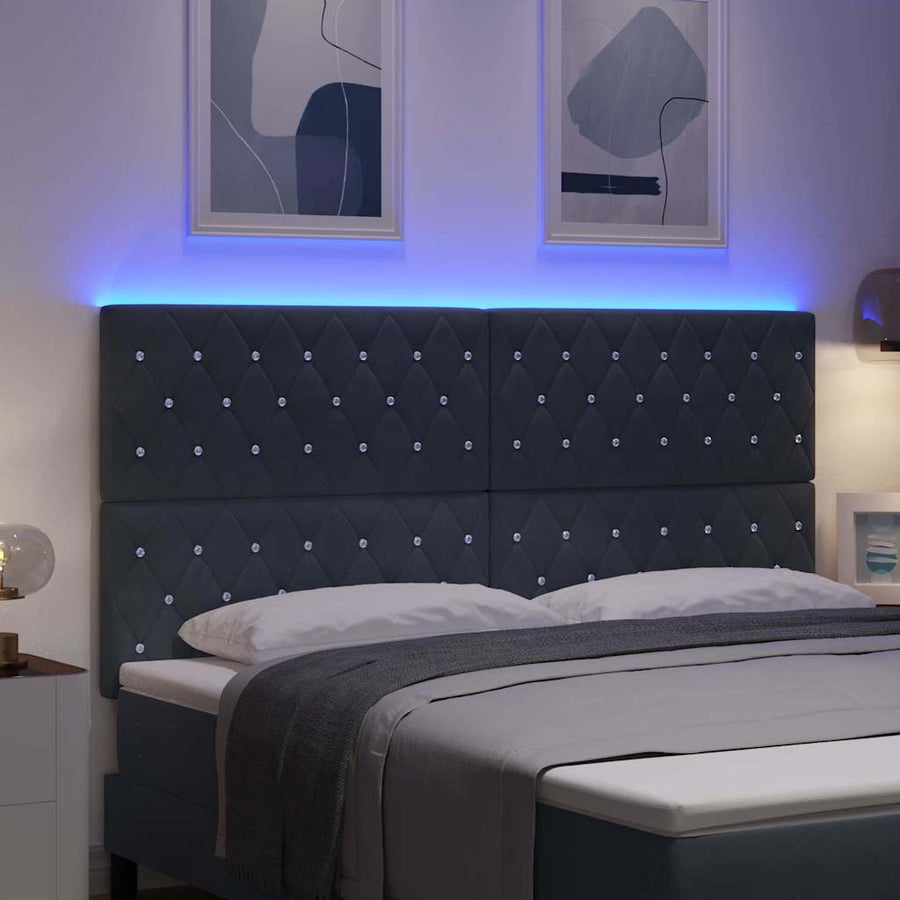 LED Hoofdbord met hoofdeinde Donkergrijs 180 cm Fluweel