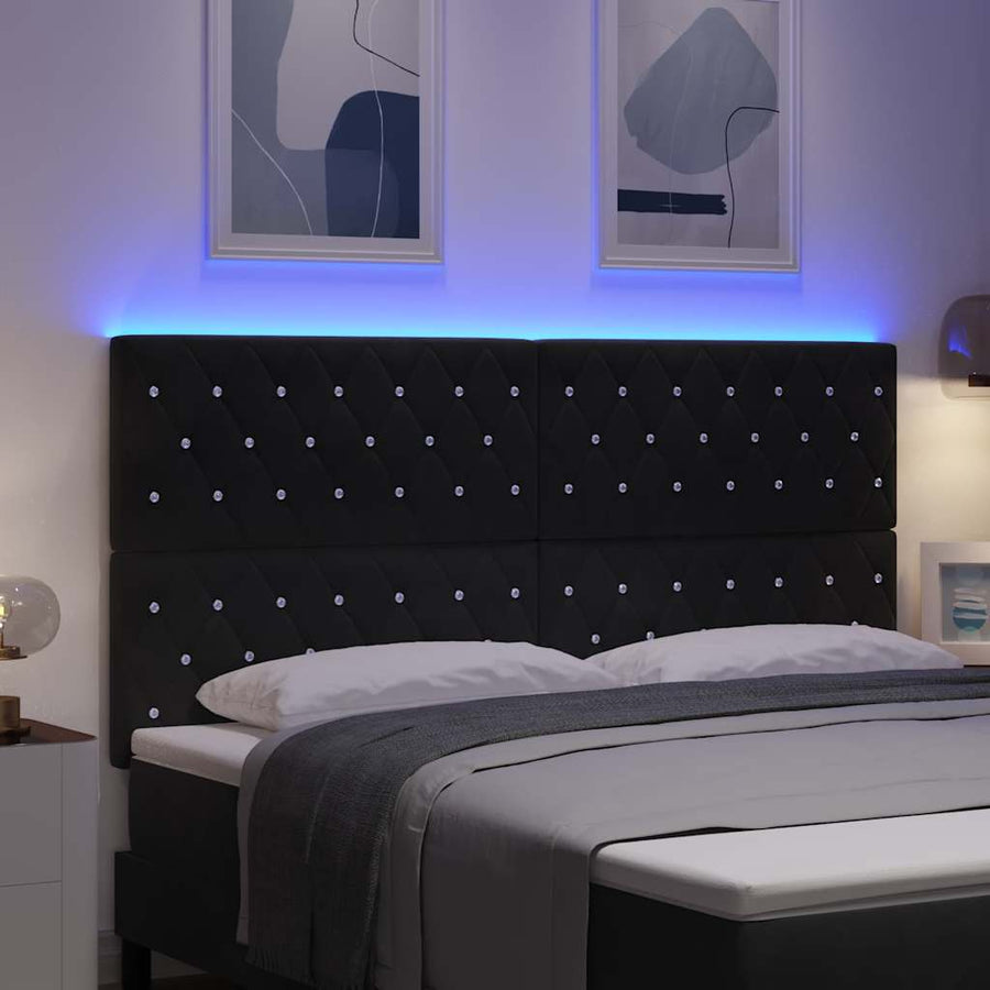 LED Hoofdbord met LED-stripverlichting Zwart 180 cm Fluweel