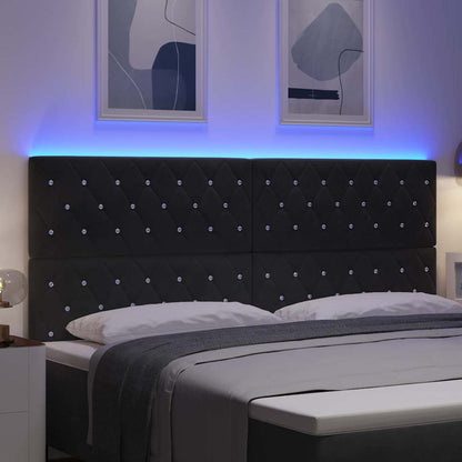LED Hoofdbord met LED-stripverlichting Zwart 200 cm Fluweel