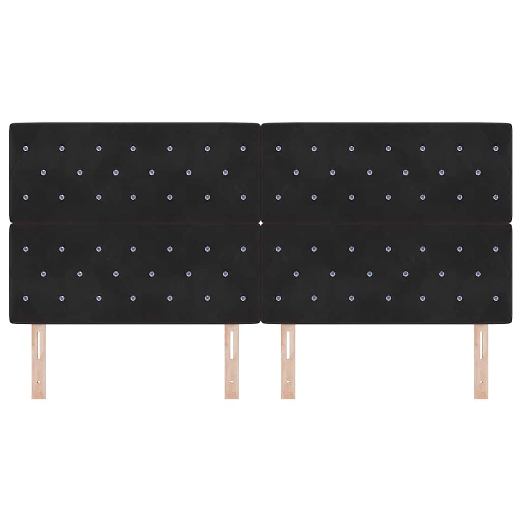LED Hoofdbord met LED-stripverlichting Zwart 200 cm Fluweel