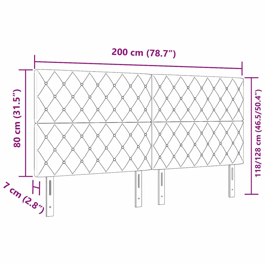 LED Hoofdbord met LED-stripverlichting Zwart 200 cm Fluweel