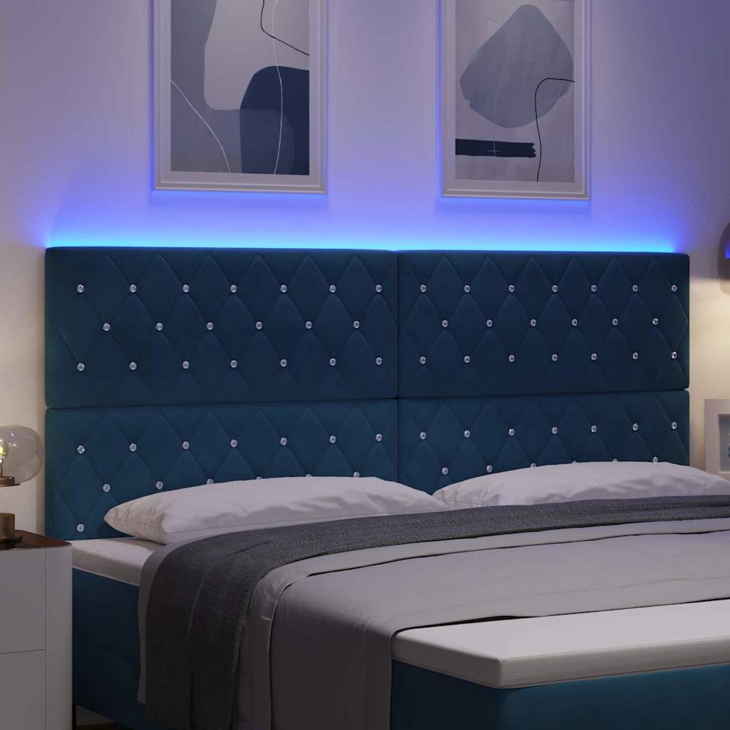 LED Hoofdbord met hoofdeinde Donkerblauw 200 cm Fluweel