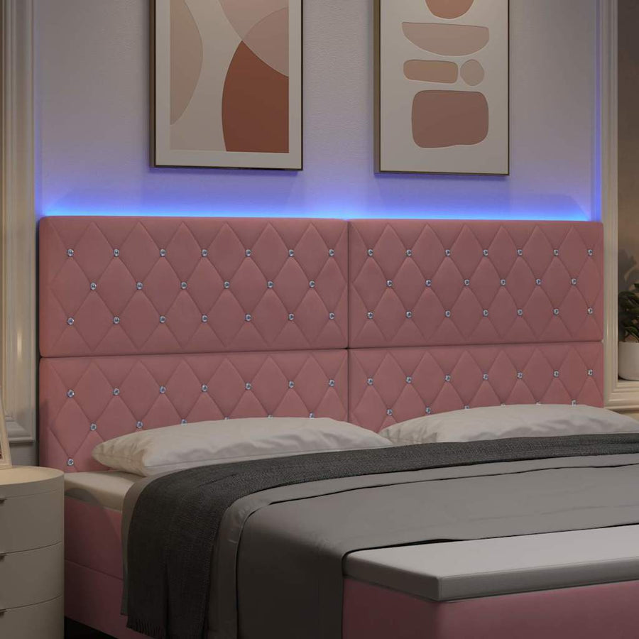 LED Hoofdbord met LED-stripverlichting Roze 200 cm Fluweel