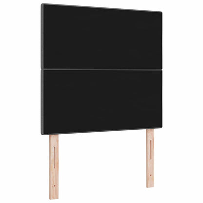 LED Hoofdbord met LED-stripverlichting Donkergrijs 90 cm Stof