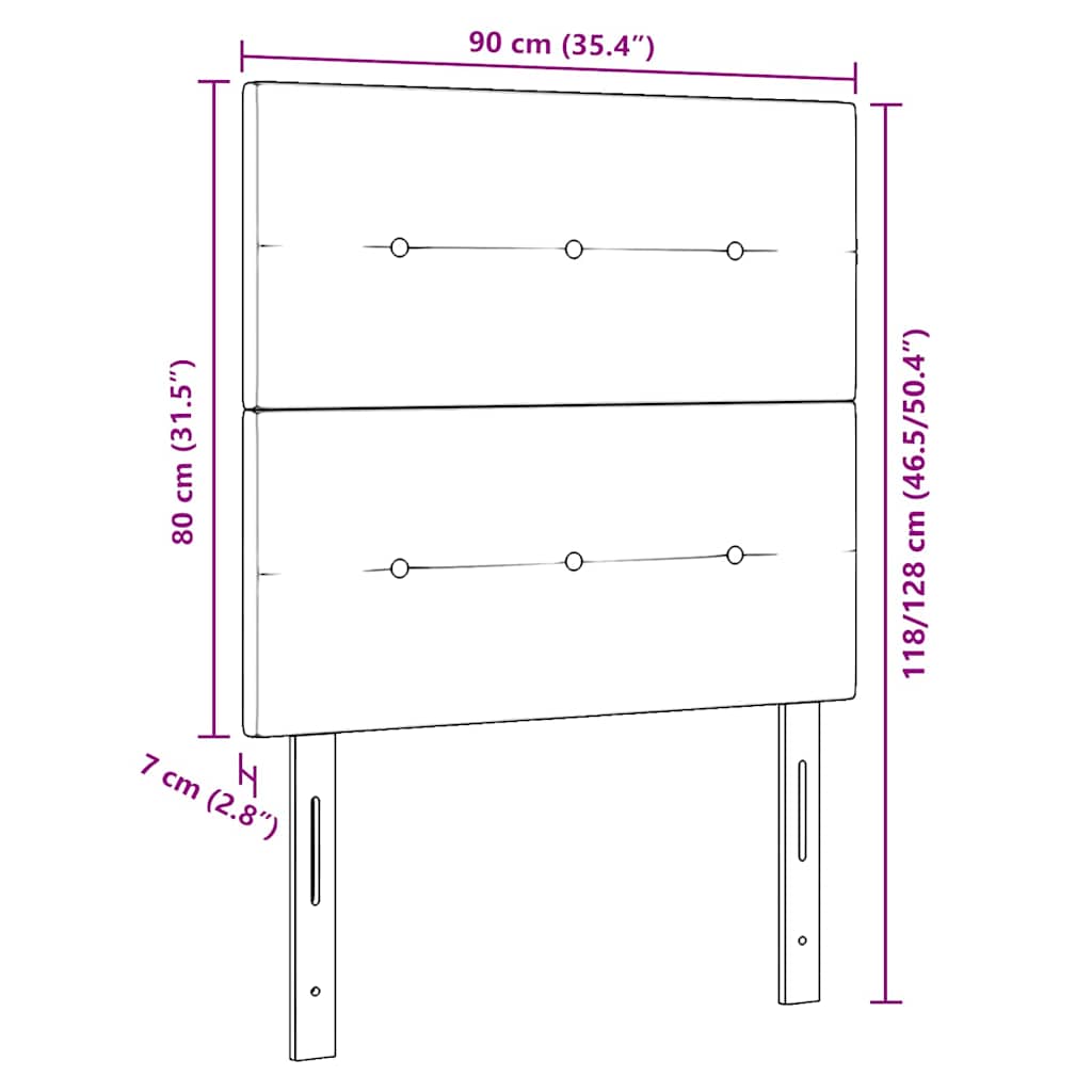 LED Hoofdbord met LED-stripverlichting Donkergrijs 90 cm Stof
