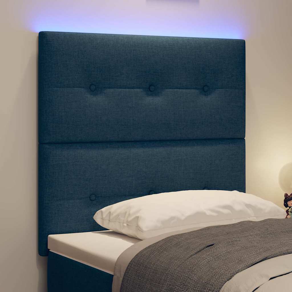 LED Hoofdbord met LED-stripverlichting Blauw 90 cm Stof