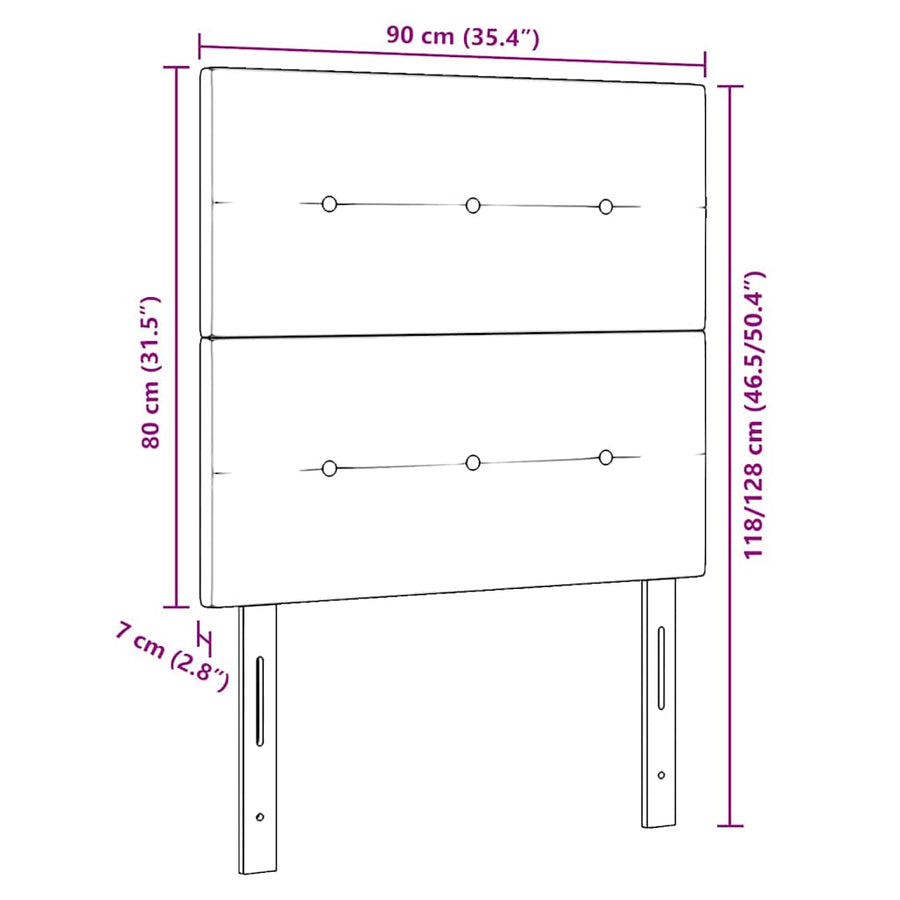 LED Hoofdbord met LED-stripverlichting Blauw 90 cm Stof