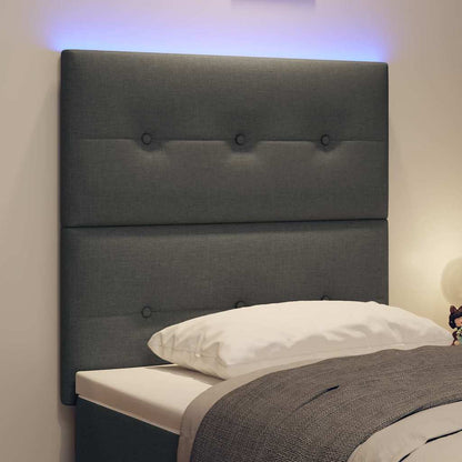LED Hoofdbord met LED-stripverlichting Donkergrijs 100 cm Stof