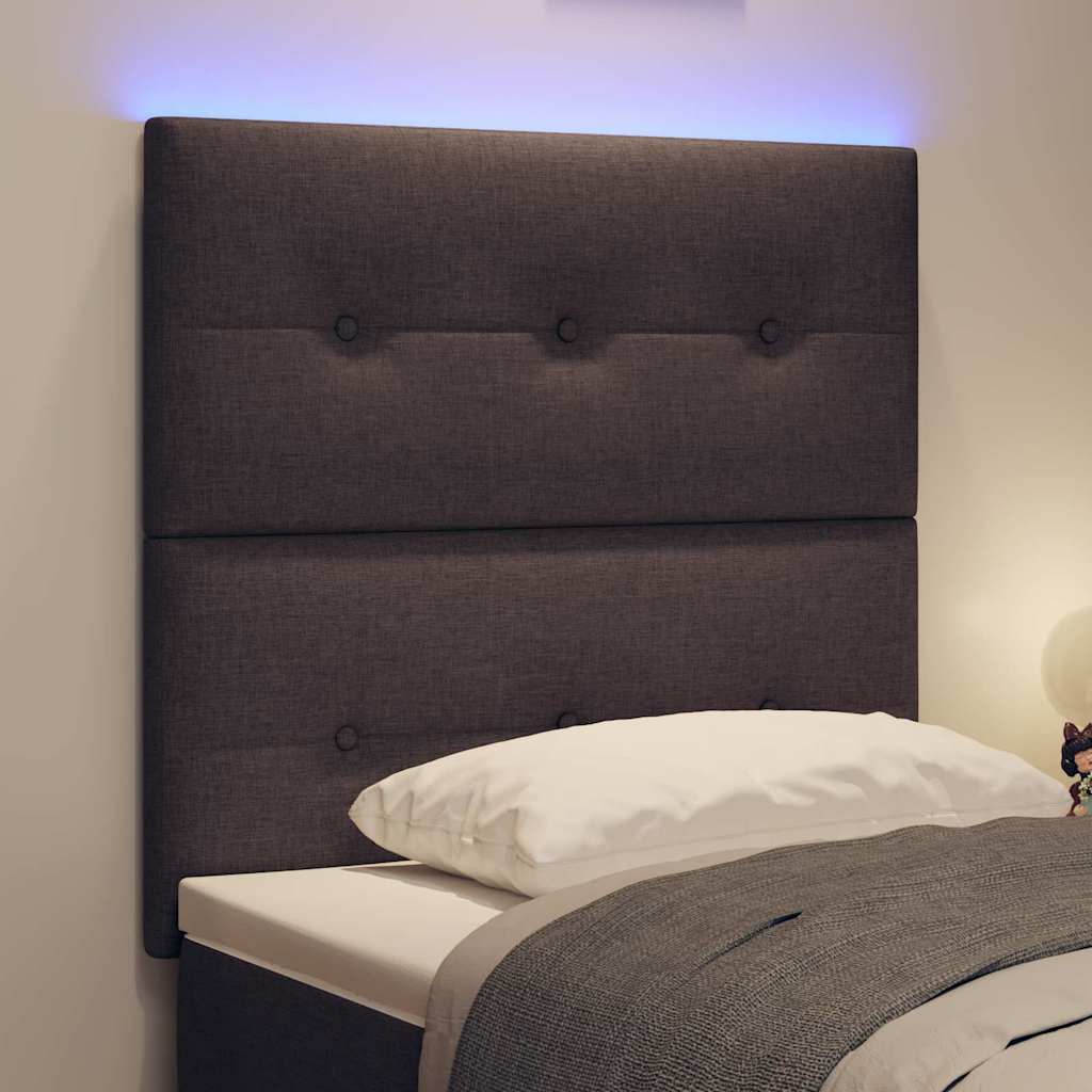 LED Hoofdbord met LED-stripverlichting Donkerbruin 100 cm Stof