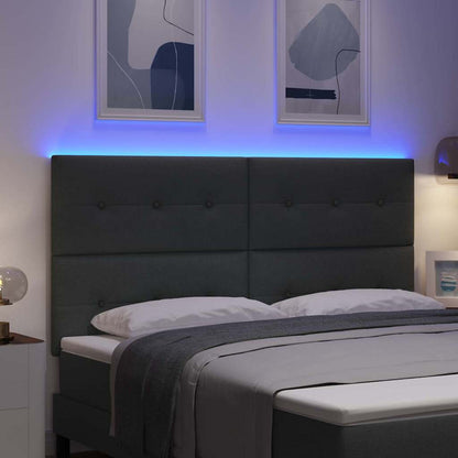 LED Hoofdbord met LED-stripverlichting Donkergrijs 180 cm Stof