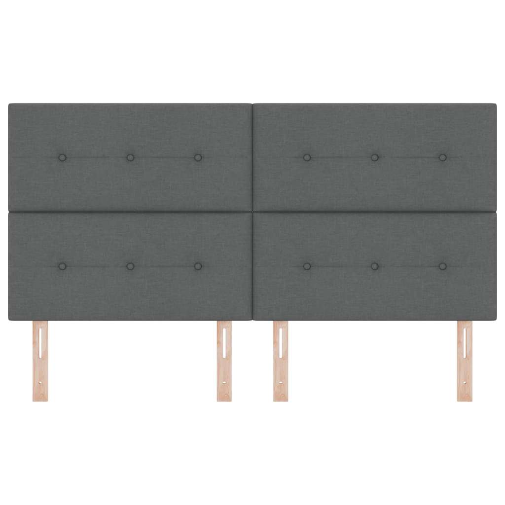 LED Hoofdbord met LED-stripverlichting Donkergrijs 180 cm Stof