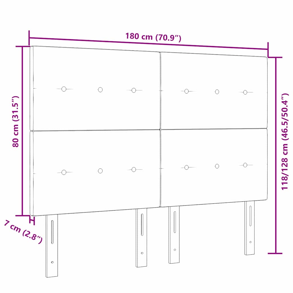 LED Hoofdbord met LED-stripverlichting Donkergrijs 180 cm Stof